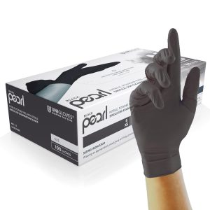 Unigloves Black Pearl Nitrile Examination Gloves - Multipurpose. Powder Free and Latex Free Disposable Gloves - Box of 100 Gloves. Black. Large (GP0034)