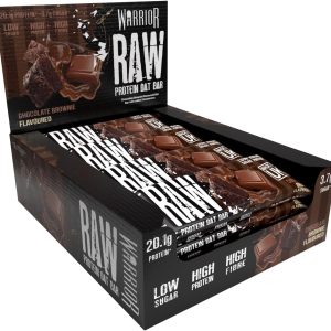 Warrior Raw Protein Flapjacks – 12 Bars x 75g Each – Packed with 20g of Protein – Low Sugar. High in Fibre (Choc Brownie)
